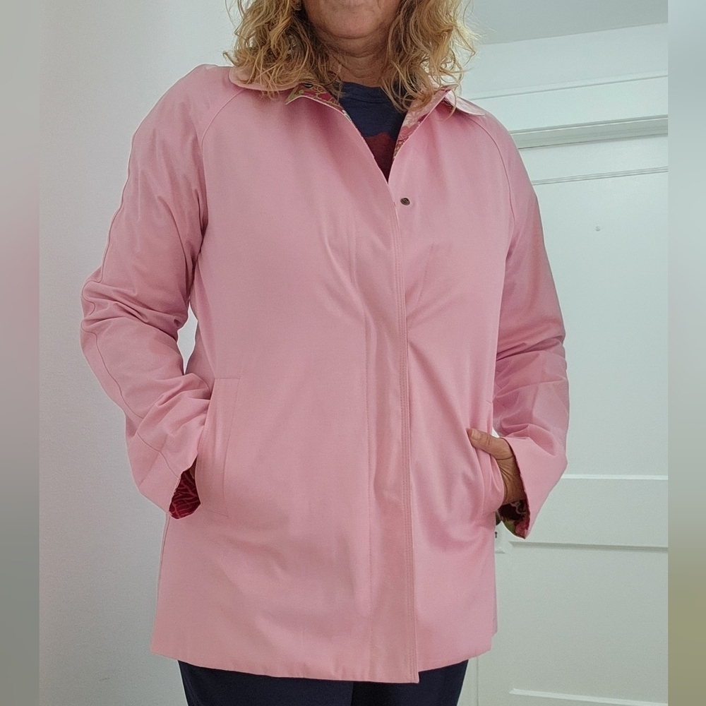 London Fog Reversible Pink/Floral Women's Coat Size Small - Picture 3 of 13